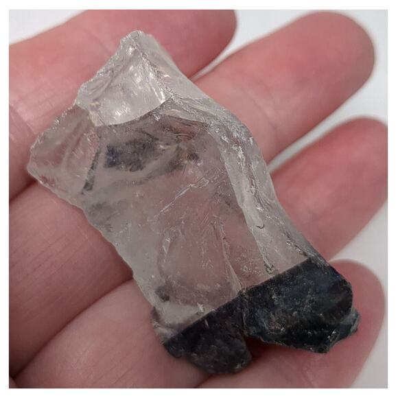 Black TIpped Layered Clear Glass Slag Glass Cullet Pendant Glass Stone #SM2315 - Picture 2 of 5